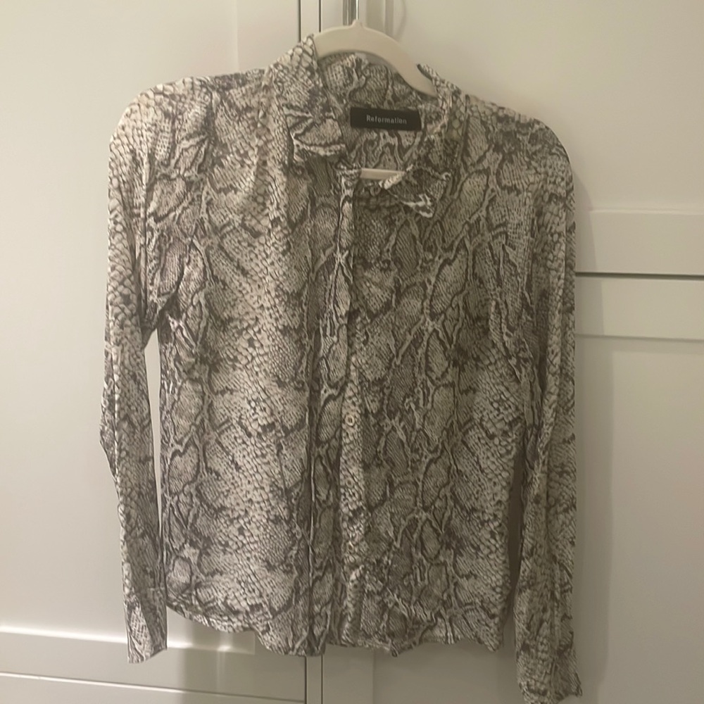 Reformation Lizard Print Button Down - image 2